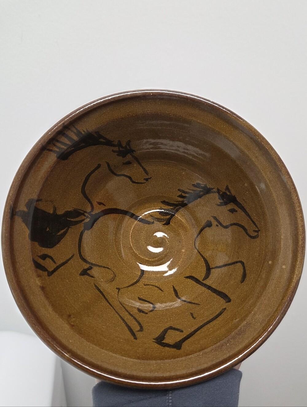 Handcrafted Brown Ceramic Horse Bowl